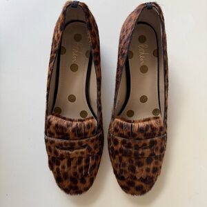 Boden Leopard Print Faux Fur Loafer Heels NWT Size 38